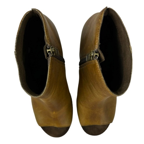 Timberland Women's Size 6 Tillston Peep Toe Leather Boots Ankle Booties Tan - Picture 11 of 16